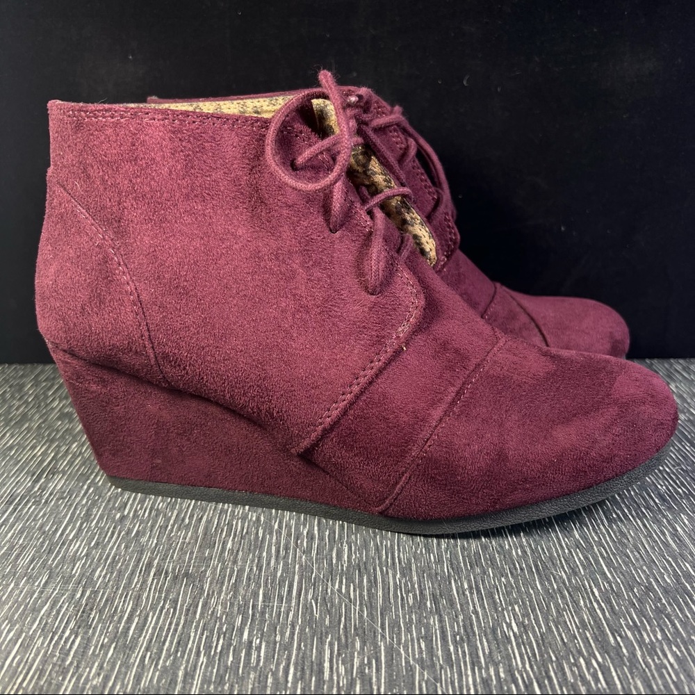 Cityclassified Burgundy Rex Wedge Lace Up Platform Booties Women’s Shoes Sz 10
